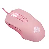 Lomi-luskr AJ52 Gaming Mice Wired, Programmable 7 Buttons, Computer Mice with RGB LED Backlit, 200-4800 DPI Adjustable,for Windows/Mac OS/Linux (Pink)