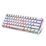 Mechanical Gaming Keyboard 60% Wired/Wireless Bluetooth 3.0 Mechanical 61-Key Keyboard Tyce-C RGB Backlit Compatible with PC/Mac iPhone Android Mobile iPad Laptop (White)